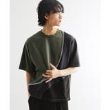 オリーブグリーン(526) | ニットドッキングカーブスイッチカットソー | tk.TAKEO KIKUCHI