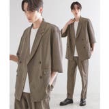 グレージュ(050) | 【セットアップ 2点セット】ダブルテーラード半袖ジャケット＋スラックス | tk.TAKEO KIKUCHI