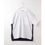 ホワイト(001) | 【150-160】ストライプドッキングTシャツ | THE SHOP TK