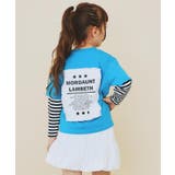 ブルー(092) | 【110-160】レイヤード風デニムアップリケロンTee | THE SHOP TK