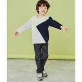 【100-150】斜めブロッキング長袖Tシャツ/洗濯機OK | THE SHOP TK | 詳細画像2 