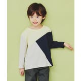 【100-150】斜めブロッキング長袖Tシャツ/洗濯機OK | THE SHOP TK | 詳細画像3 