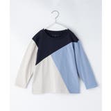 ネイビー(594) | 【100-150】斜めブロッキング長袖Tシャツ/洗濯機OK | THE SHOP TK