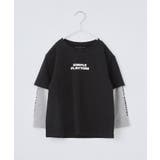 ブラック(019) | 【110-160】袖レイヤード長袖迷彩アップリケ | THE SHOP TK