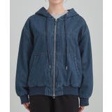 【ダブルZIP】大人カジュアルスタイルに デニム中綿フーディーブルゾン | Cutie Blonde | 詳細画像9