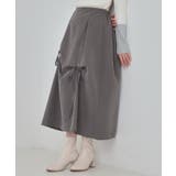 チャコールグレー(014) | リボンタック ピーチ起毛 フレアスカート | Cutie Blonde