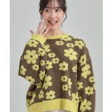 ブラウン(143) | 【S-LL】レトロ感漂う デイジー柄 総柄ニット | Cutie Blonde