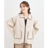 配色ステッチがポイント 襟付きジップニットカーディガン | Cutie Blonde | 詳細画像1