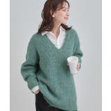 ブルー(092) | ふわふわタッチ Vネックニットチュニック | Cutie Blonde