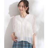 ホワイト(001) | 程よいシアー感 ポケットドルマン5分袖シャツ | Cutie Blonde