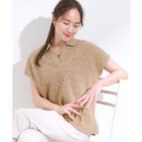 モカブラウン(042) | 【S-LL】一枚で着映え フレンチスリーブ ポロスキッパートップス | Cutie Blonde