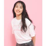 オフホワイト(003) | 【130cmあり】バルーンデニムロゴTシャツ | PINK-latte