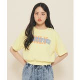イエロー(032) | 【130cmあり】バルーンデニムロゴTシャツ | PINK-latte