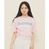 ピンク(072) | 【130cmあり】バルーンデニムロゴTシャツ | PINK-latte