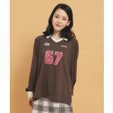ブラウン(043) | 衿付きユニフォームロングTシャツ | PINK-latte