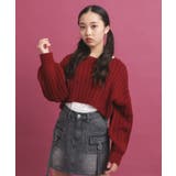 ボルドー(064) | 【セットアイテム】ベーシック レイヤー見せショート丈ニット | PINK-latte