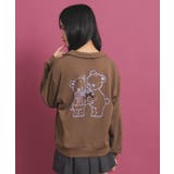 ブラウン(043) | バッククマプリントのスキッパーパーカ | PINK-latte