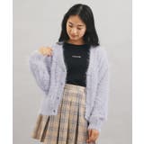 パープル(081) | ウォッシャブルロゴシャギーニットカーディガン | PINK-latte