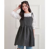 チャコールグレー(214) | ギンガムキャミワンピ＋ロンTセット | PINK-latte