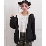 ブラック(019) | リバーシブルフェイクファーブルゾン | PINK-latte