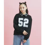 ブラック(019) | 衿付きナンバリングスウェット | PINK-latte