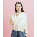 オフホワイト(003) | クロップドリボン刺繍パーカ | PINK-latte
