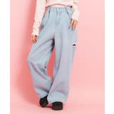 ブルー(492) | サイドカットデニム | PINK-latte
