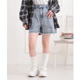 ブルー(493) | ダメージショートパンツ | PINK-latte