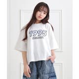 オフホワイト(003) | ミニ裏デザインアップリケTシャツ | PINK-latte