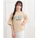 ライトベージュ(051) | ミニ裏デザインアップリケTシャツ | PINK-latte