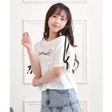 袖ラインリボンTシャツ | PINK-latte | 詳細画像1 