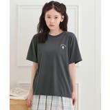 チャコールグレー(014) | ワンポイント刺繍Tシャツ | PINK-latte