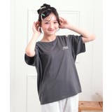 チャコールグレー(014) | 肩あきバックプリントビッグTシャツ | PINK-latte