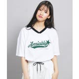 【接触冷感】Vネック衿付きアップリケビッグTシャツ | PINK-latte | 詳細画像7
