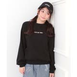 ブラック(019) | ボアくまちゃんアップリケ裏起毛トレーナー | PINK-latte