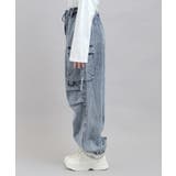 デニムカーゴパンツ | PINK-latte | 詳細画像2 