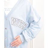 Vネックカレッジアップリケ裏毛カーディガン | PINK-latte | 詳細画像5 