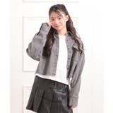 ブラック(419) | 【セットアイテム】短丈デニムシャツ＋ロンT | PINK-latte