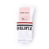 ホワイト(001) | ラインショートソックス | PINK-latte