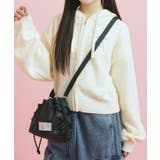 ブラック(019) | カジュアルリボン巾着ショルダー | PINK-latte