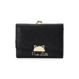 ブラック(019) | ハーフ猫がま口コンパクト財布 | PINK-latte