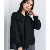 ブラック(019) | 【デイリー／セレモニー】フェザージャカードボウタイブラウス | THE SHOP TK