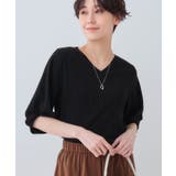 ブラック(019) | 【洗える】タックデザインスリーブ ジャージトップス | THE SHOP TK