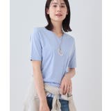 サックスブルー(090) | 【洗える】シンプルVネックTシャツ | THE SHOP TK