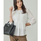 ホワイト(001) | 【コットン100%】タックシアーブラウス | THE SHOP TK