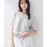 ライトグレー(011) | 【リネン混】Vネックラメニット | THE SHOP TK
