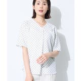 オフホワイト(103) | 【お仕事に最適】Vネック柄ブラウス | THE SHOP TK