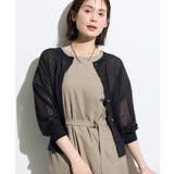 ブラック(019) | 【麻混/シアー】丸首ニットカーディガン | THE SHOP TK