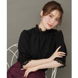 ブラック(019) | 【華やか・大人可愛い・5分袖】エンブロレース前後2WAYブラウス | Couture brooch
