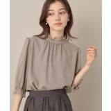 トープ(054) | 【華やか・大人可愛い・5分袖】エンブロレース前後2WAYブラウス | Couture brooch